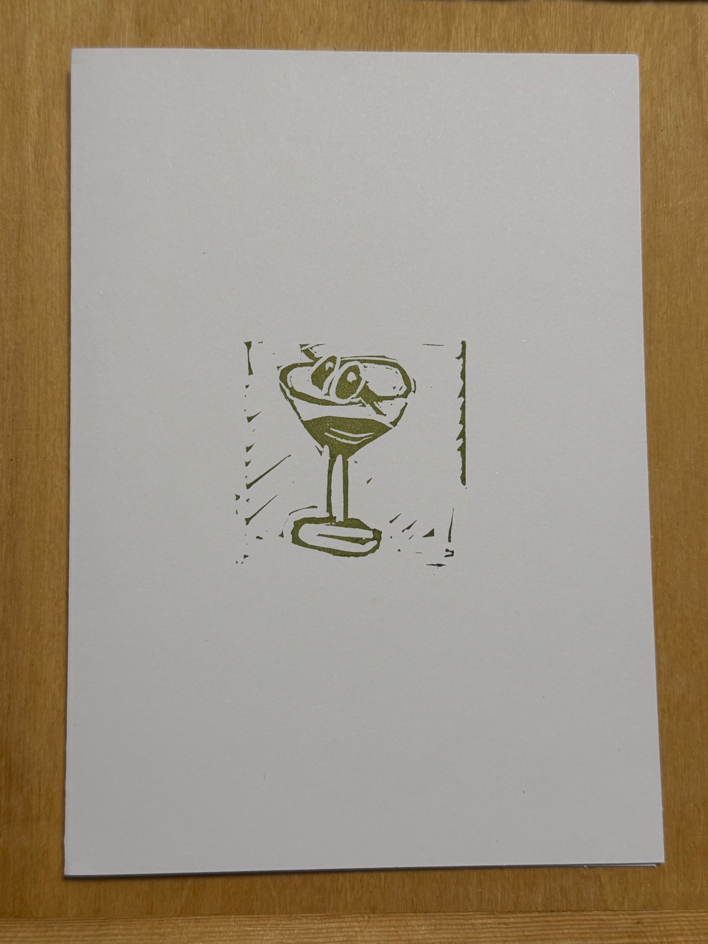 Linocut Print Card with Envelope
