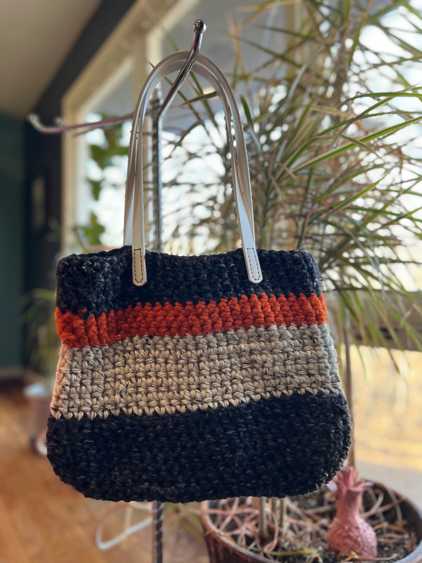 Multicolored handmade crocheted bag