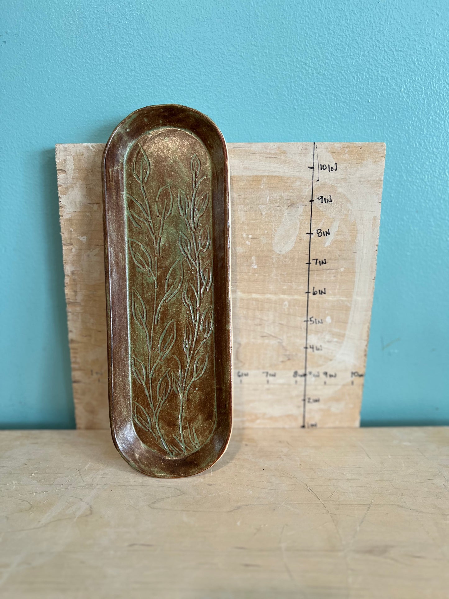 Botanical design. Chai and matcha finished platter