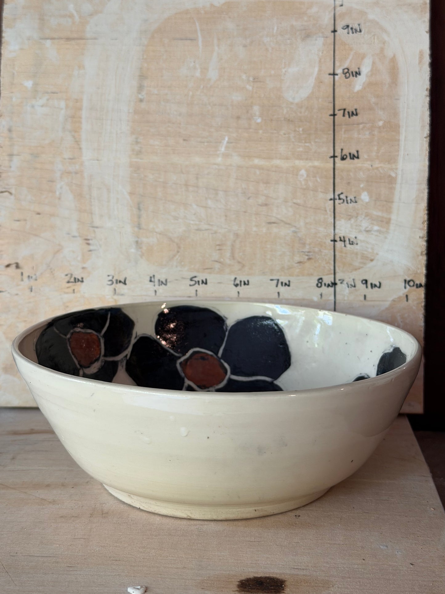 Cereal/Pasta Bowl/Serving Bowl with Hand painted flowers