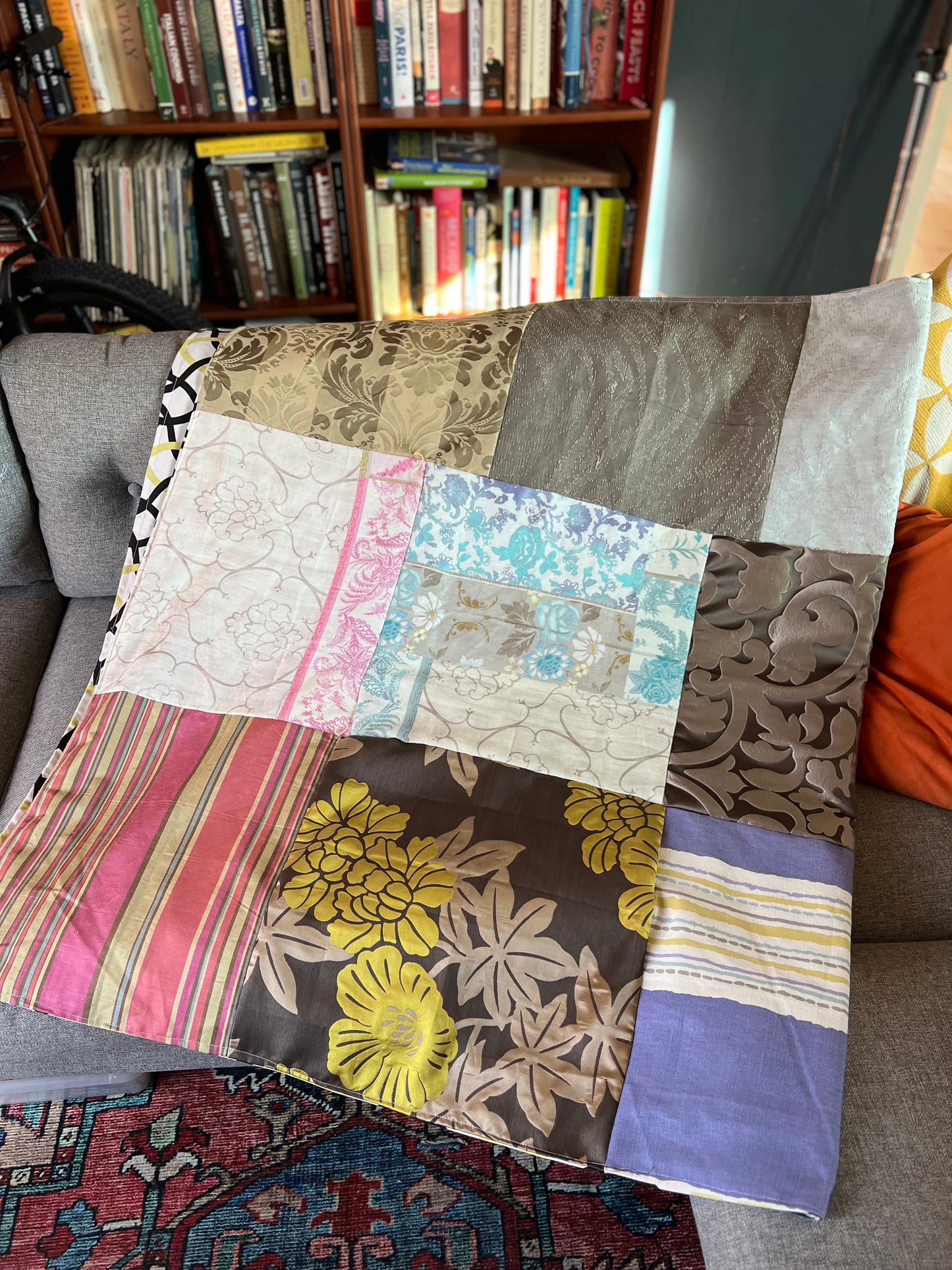 Upcycled handmade tie-quilt