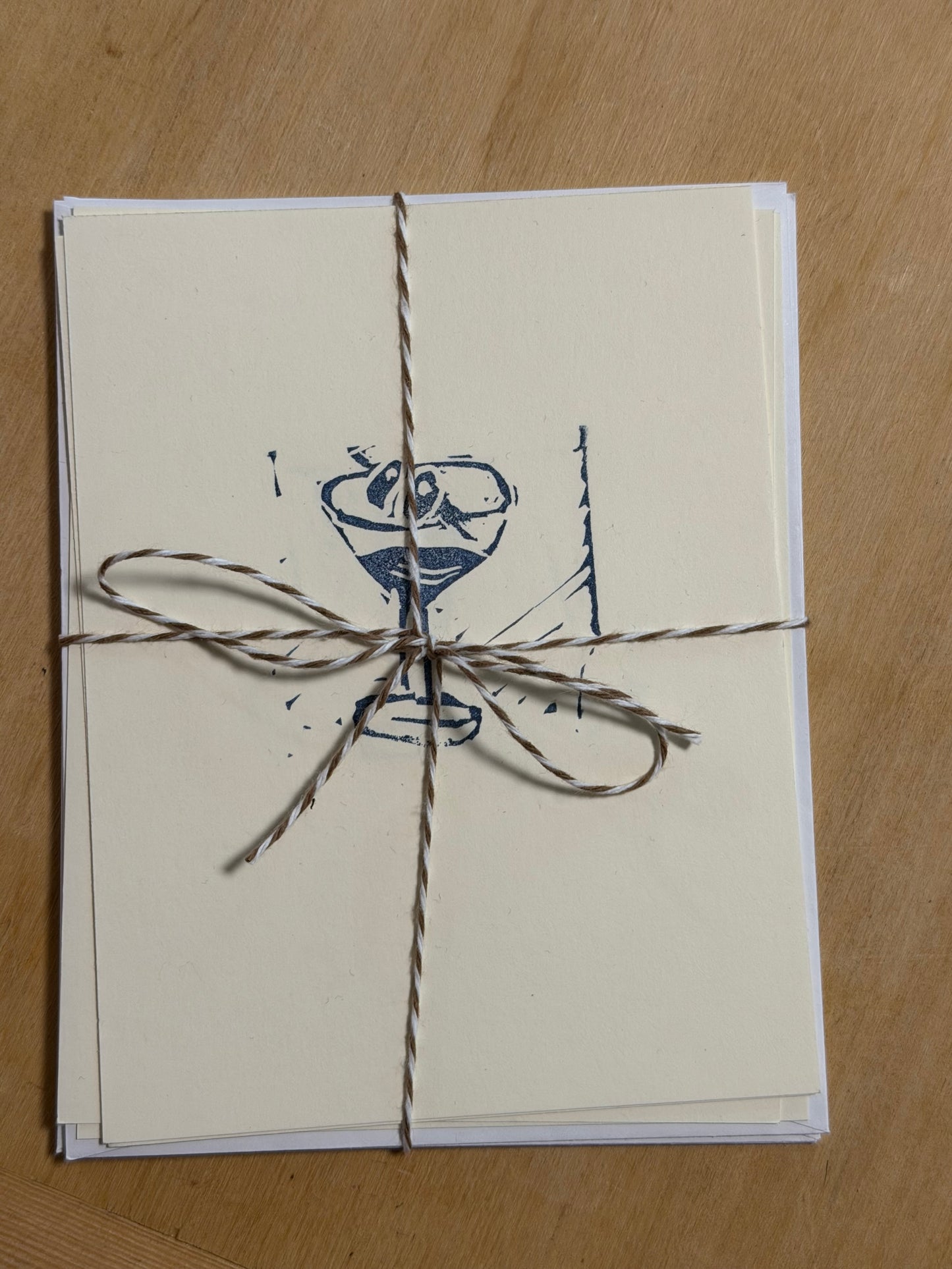 Set of 4 cocktail linocut print cards