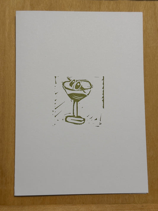 Linocut Print Card with Envelope