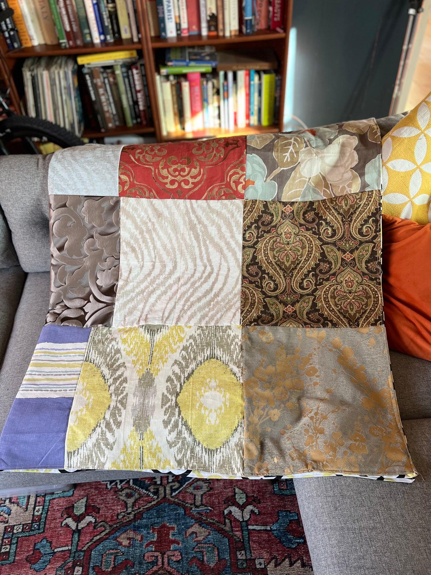 Upcycled handmade tie-quilt