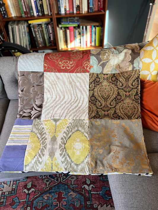 Upcycled handmade tie-quilt