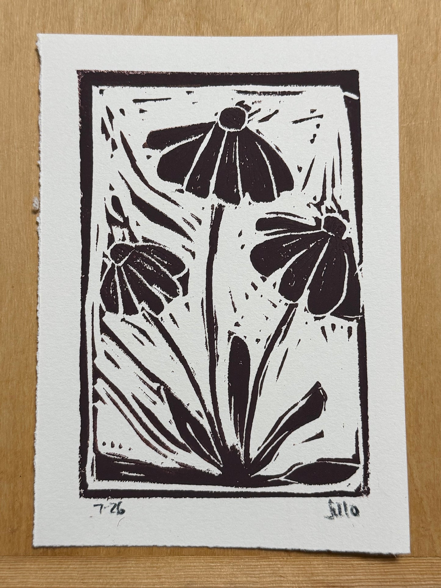 Linocut Floral Print