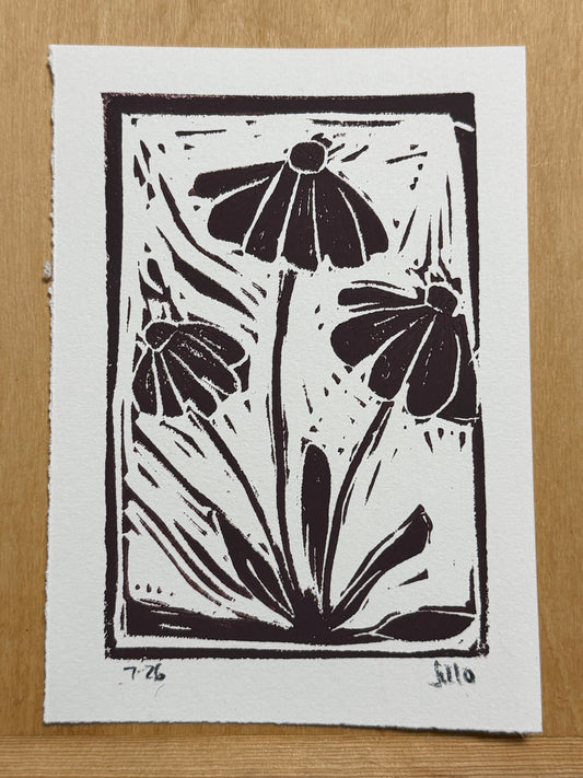 Linocut Floral Print