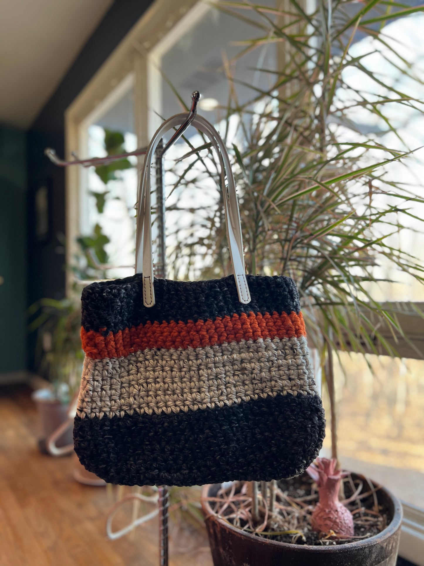 Multicolored handmade crocheted bag