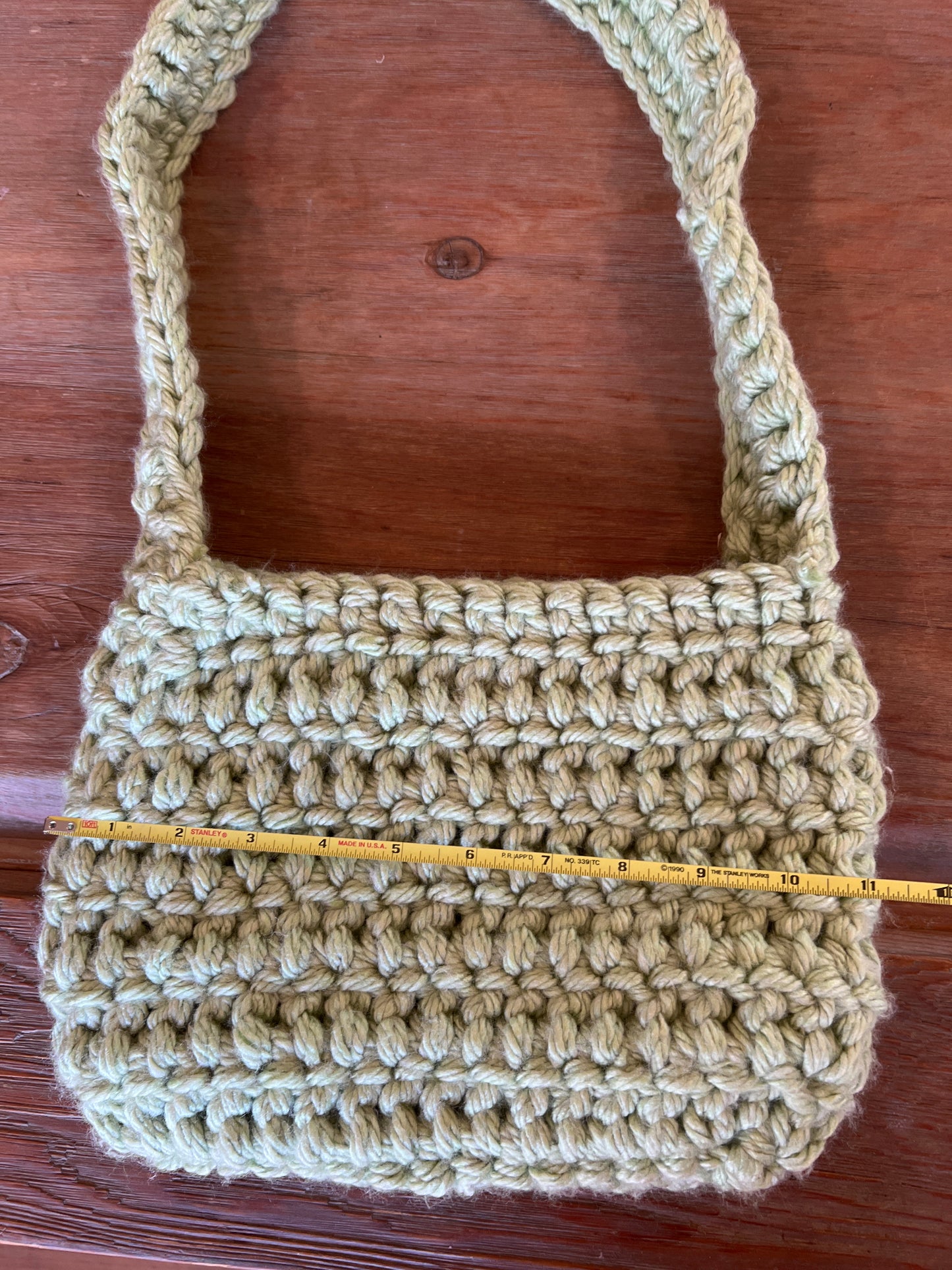 Green handmade crochet handbag