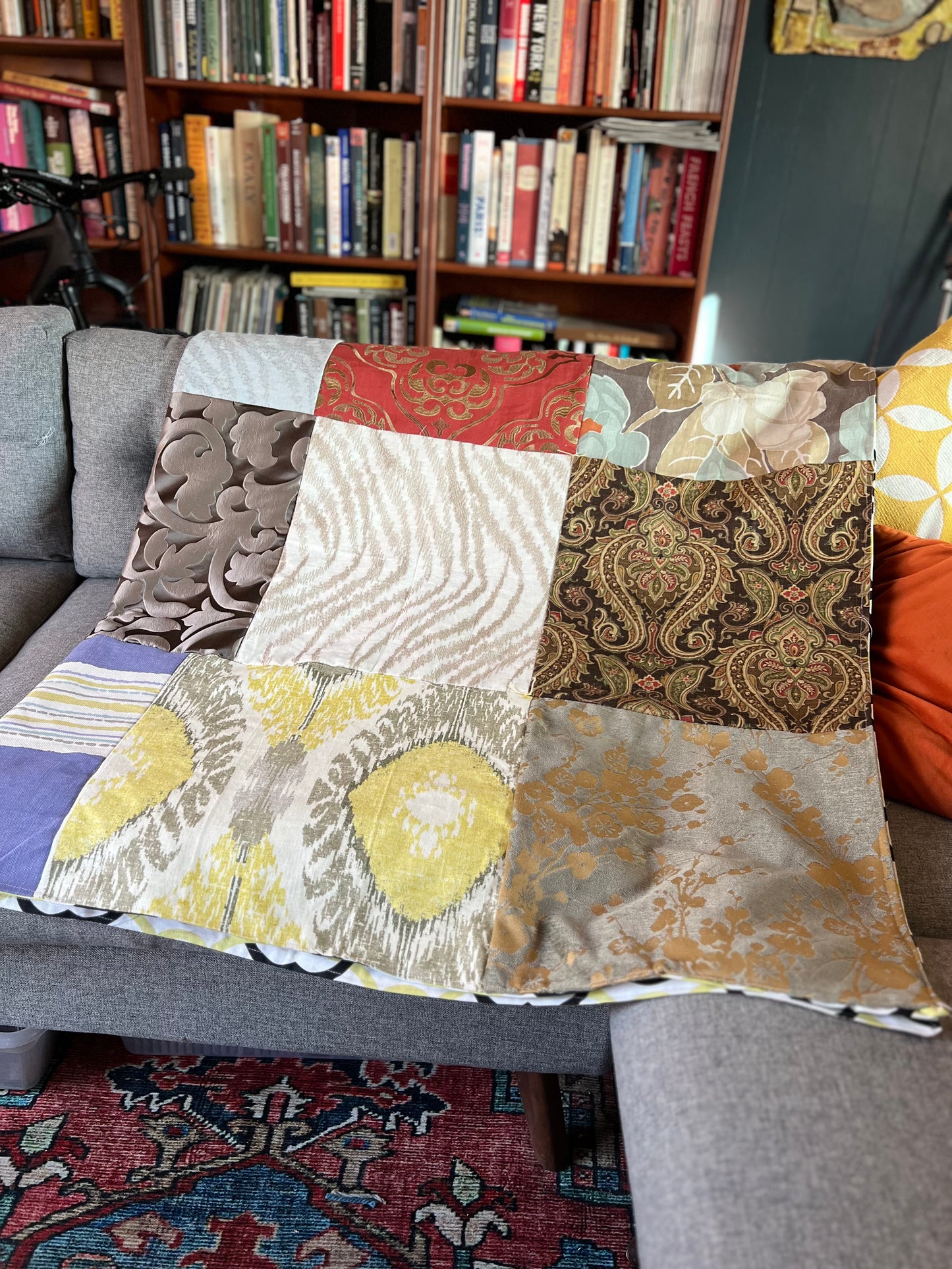 Upcycled handmade tie-quilt
