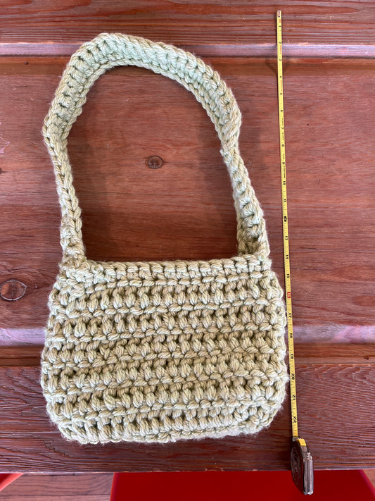 Green handmade crochet handbag