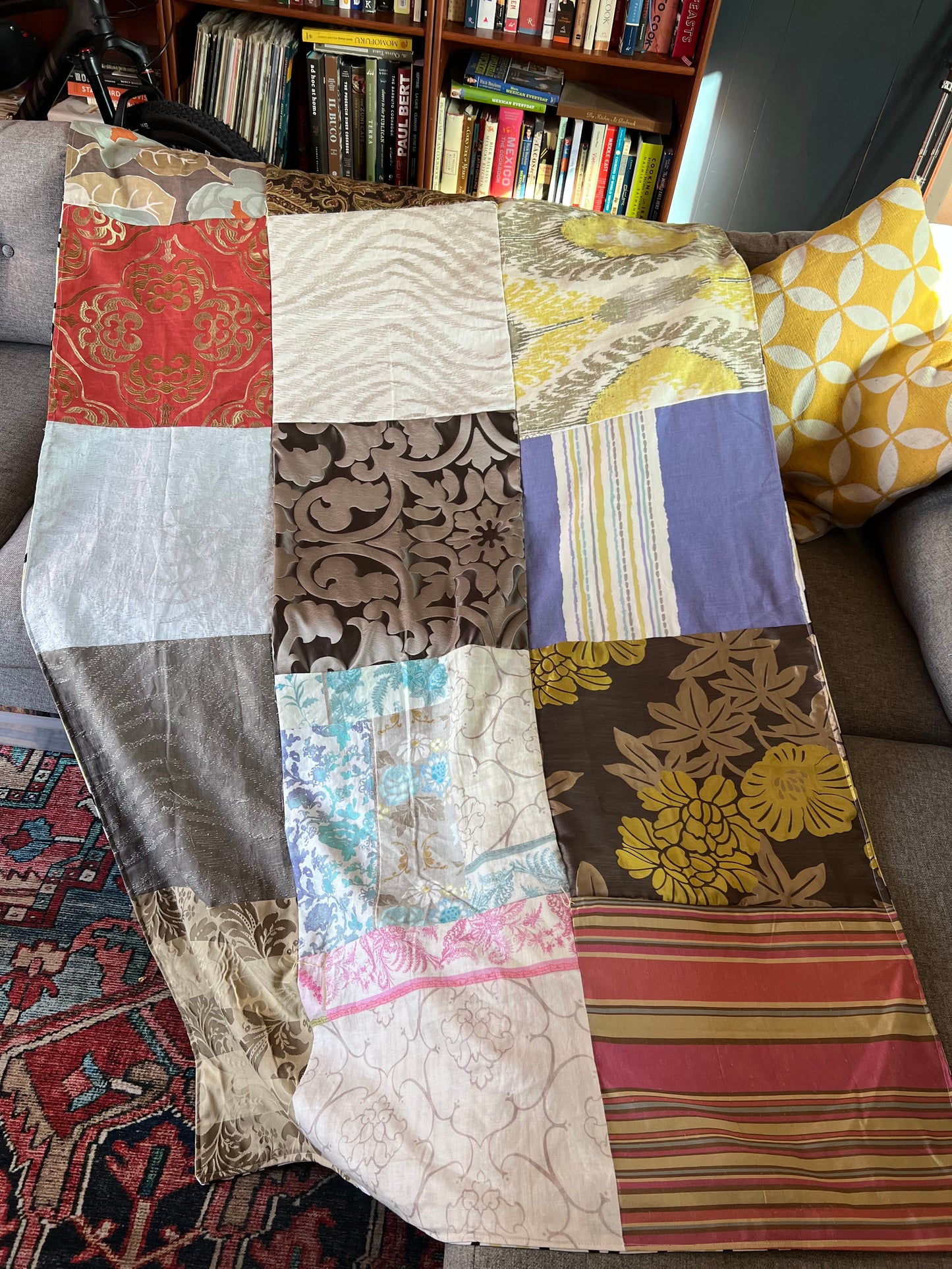 Upcycled handmade tie-quilt