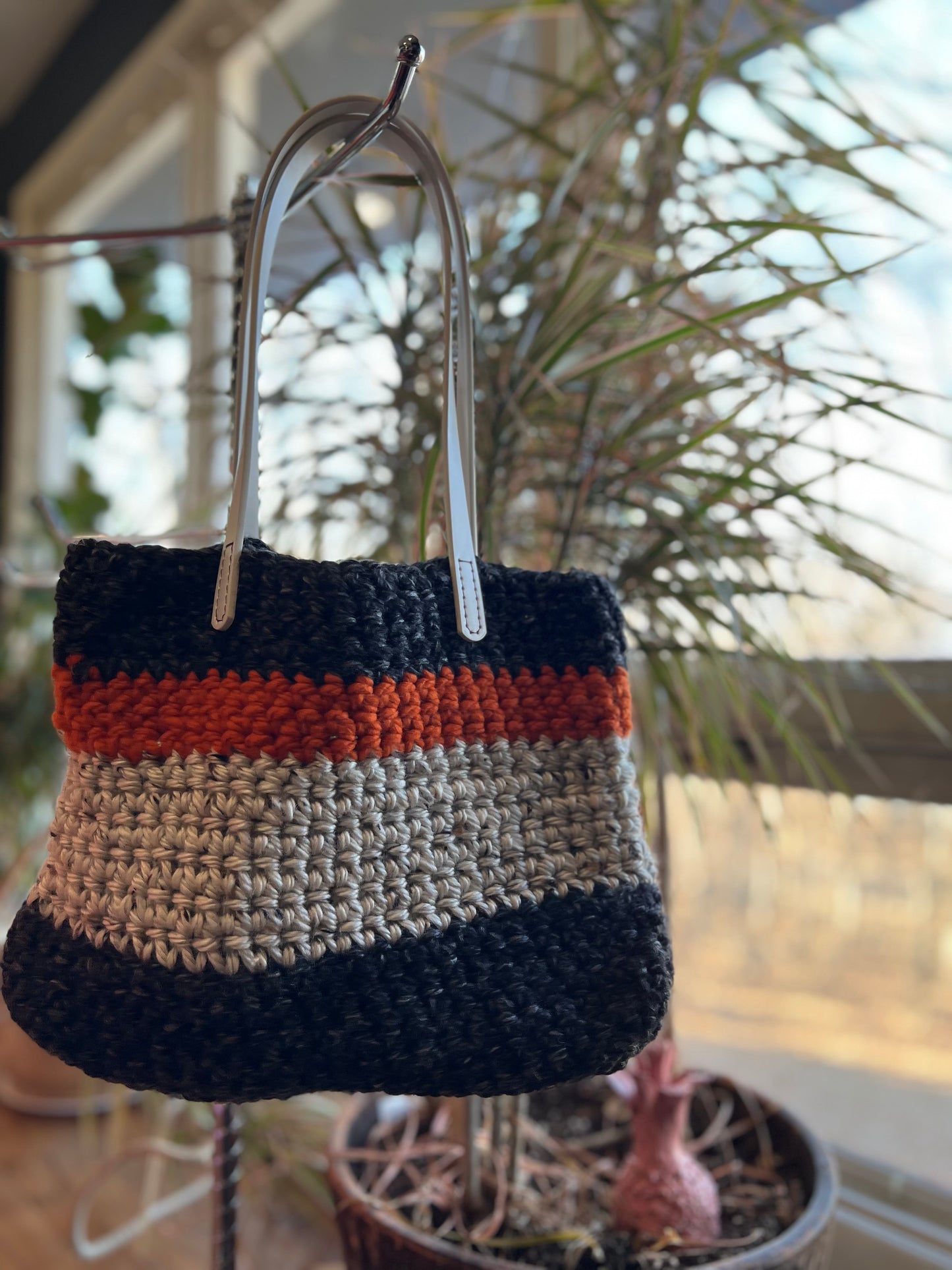 Multicolored handmade crocheted bag