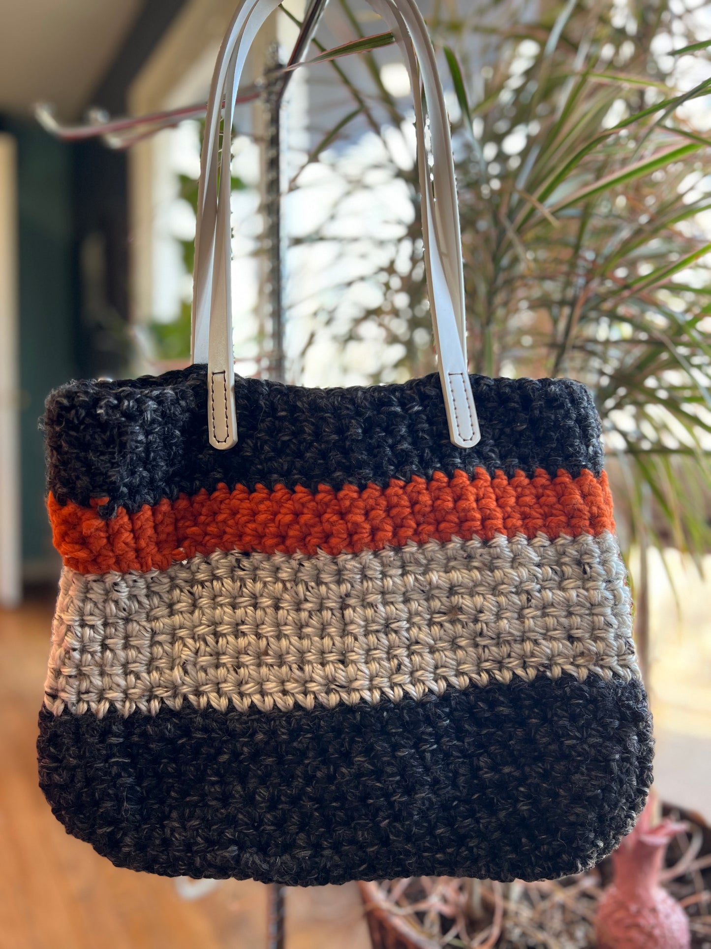 Multicolored handmade crocheted bag