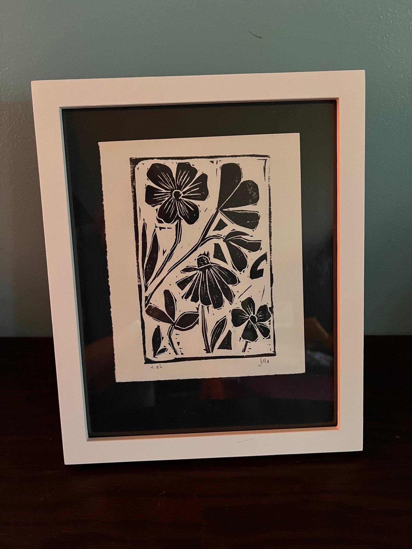 Framed Linocut Flowers