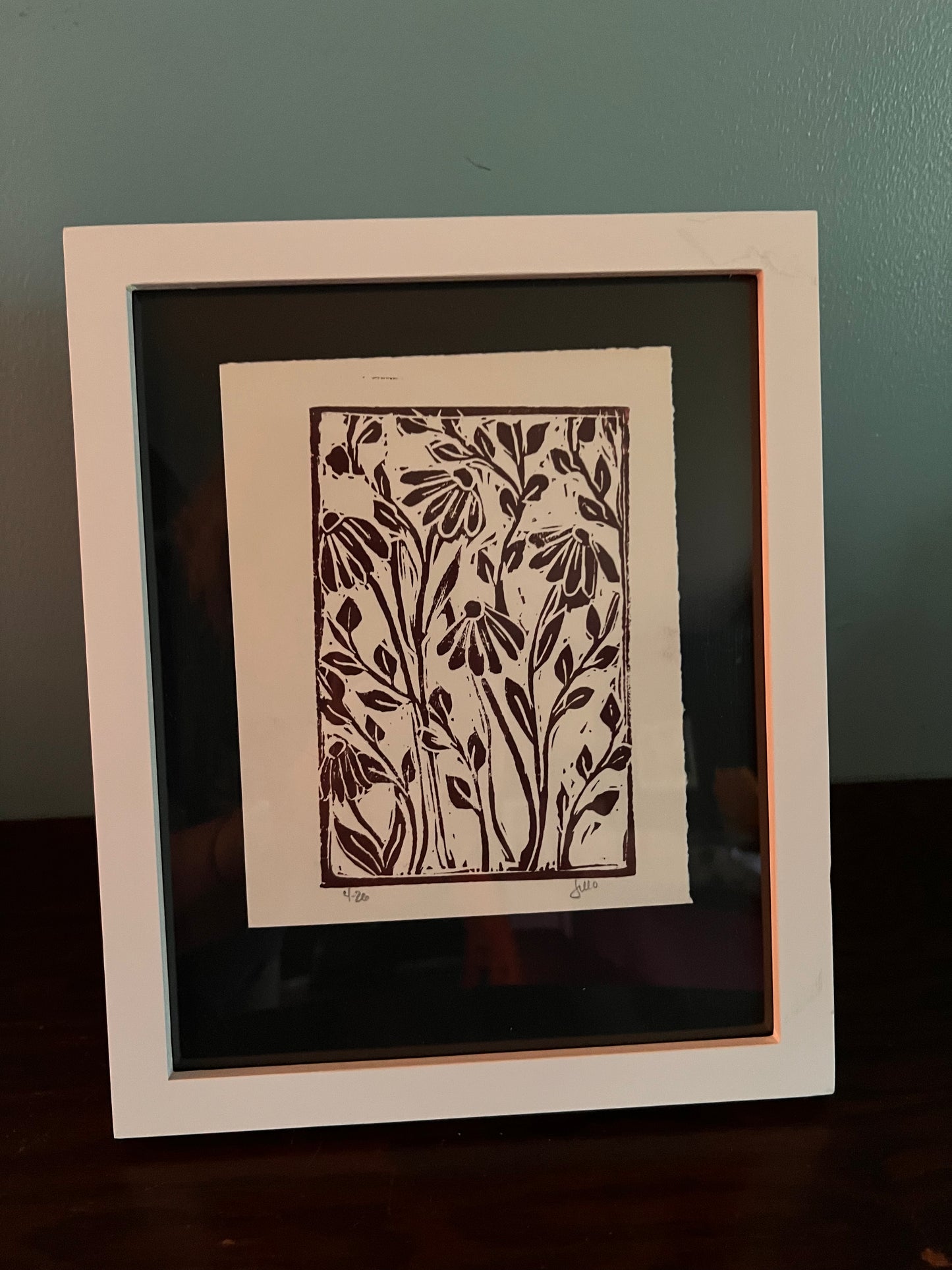 Framed Linocut Garden