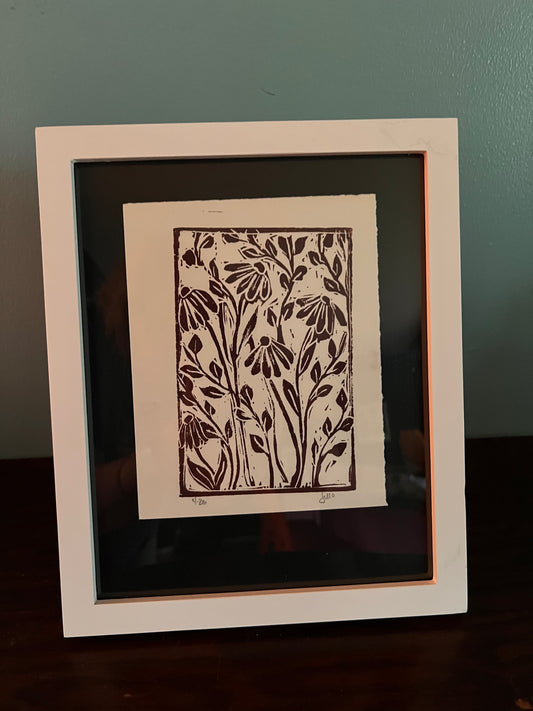 Framed Linocut Garden